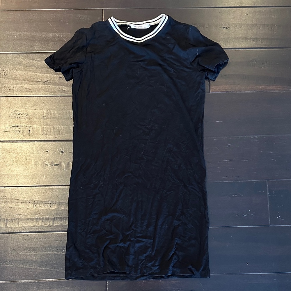 Black T-Shirt Dress with White Trim